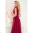 405-1 ELENA Langes Kleid mit Ausschnitt und Bändern an den Schultern - Farbe Burgund