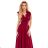 405-1 ELENA Langes Kleid mit Ausschnitt und Bändern an den Schultern - Farbe Burgund