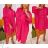 Šaty oversize košilové dlouhý rukáv dámské (S/M/L ONE SIZE) ITALSKÁ MÓDA IMWA22523 M / L dunkelrot