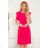396-2 LAYLA Plissiertes Kleid mit Gürtel - Himbeerfarbe