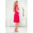 396-2 LAYLA Plissiertes Kleid mit Gürtel - Himbeerfarbe