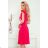 396-2 LAYLA Plissiertes Kleid mit Gürtel - Himbeerfarbe