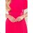 396-2 LAYLA Plissiertes Kleid mit Gürtel - Himbeerfarbe