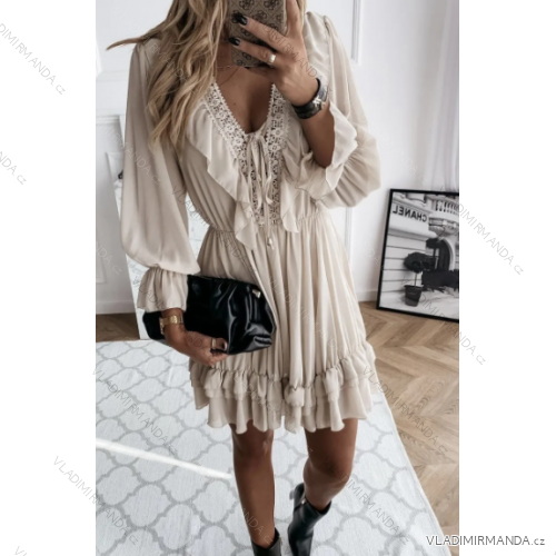 Elegantes Damenkleid mit langen Ärmeln (Einheitsgröße S/M) ITALIAN FASHION IMPOC236282
