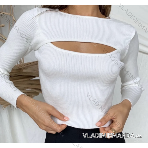 Langarm-Strick-T-Shirt für Damen (S/M EINHEITSGRÖSSE) ITALIAN FASHION IMPOC237100