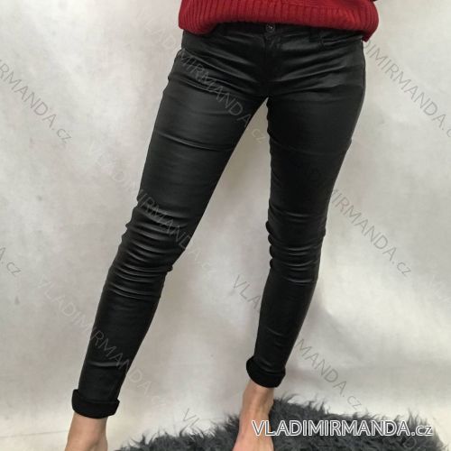 Kalhoty koženkové dlouhé dámské (XS-XL) ITALSKÁ MÓDA MA5GD6551 S Schwarz