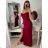 Šaty elegantní společenské na ramínka dámské (S/M ONE SIZE) ITALSKÁ MÓDA IM321608 Burgund S/M