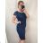 Kurzarmkleid für Damen in Übergröße (L-3XL) POLISH FASHION PMF20013 dunkelblau 44