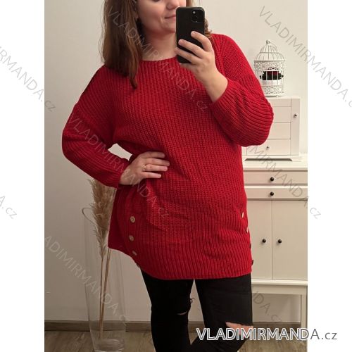 Strickkleid a-Pullover Extended Long Sleeve Damen Plus Size (XL / 3XL ONE SIZE) ITALIAN FASHION IM422ROSA