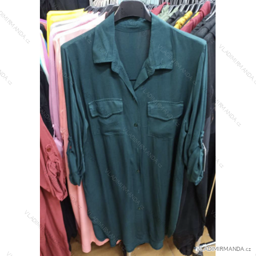 Košile oversize prodloužená 3/4 dlouhý rukáv dámská nadrozměr (2XL/3XL ONE SIZE) ITALSKá MóDA IM422323