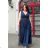 Damen Plus Size (42-46) langes elegantes ärmelloses Partykleid POLISH FASHION PMLBC23265-10 <p>blau</p> 46