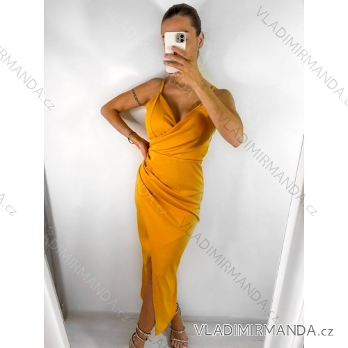 Šaty elegantní společenské na ramínka dámské (S/M ONE SIZE) ITALSKÁ MÓDA IM321608