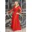 Kleid Lang Elegant Party 3/4 Ärmel Damen Übergröße (36-54) POLISH FASHION PMLBF23ID1930 Rot 40