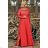 Kleid Lang Elegant Party 3/4 Ärmel Damen Übergröße (44-54) POLISH FASHION PMLBF23ID3279 Koralle 44