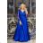 Kleid Lang Elegant Party 3/4 Ärmel Damen Übergröße (52-54) POLISH FASHION PMLBF23ID1867 Königsblau 52