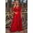 Kleid Lang Elegant Party 3/4 Ärmel Damen Übergröße (36-54) POLISH FASHION PMLBF23ID3145 Rot 36