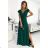 411-1 CRYSTAL langes schimmerndes Kleid mit Ausschnitt - grün