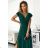 411-1 CRYSTAL langes schimmerndes Kleid mit Ausschnitt - grün