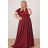 Kleid Lang Elegant Party Kurzarm Damen Übergröße (48-54) POLISH FASHION PMLBF23ID3144 Burgund 48