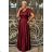Kleid Lang Elegant Party Kurzarm Damen Übergröße (48-54) POLISH FASHION PMLBF23ID3144 Burgund 48