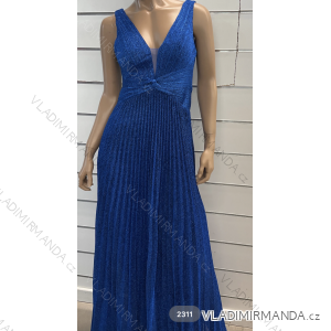 Langes, elegantes, plissiertes Trägerkleid für Damen (Einheitsgröße S/M) ITALIAN FASHION FMPRP232311