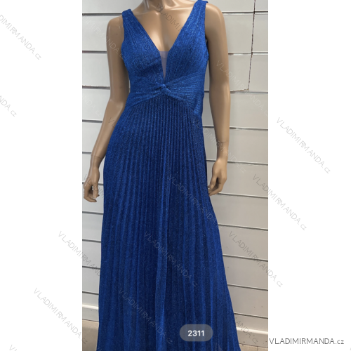 Langes, elegantes, plissiertes Trägerkleid für Damen (Einheitsgröße S/M) ITALIAN FASHION FMPRP232311
