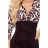 408-1 ELISA Asymmetrisches Kleid mit Ausschnitt und langen Ärmeln - Leopardenmuster
