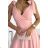 405-3 ELENA Langes Kleid mit Ausschnitt und Bändern an den Schultern - schmutziges Rosa