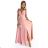 405-3 ELENA Langes Kleid mit Ausschnitt und Bändern an den Schultern - schmutziges Rosa
