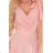 405-3 ELENA Langes Kleid mit Ausschnitt und Bändern an den Schultern - schmutziges Rosa