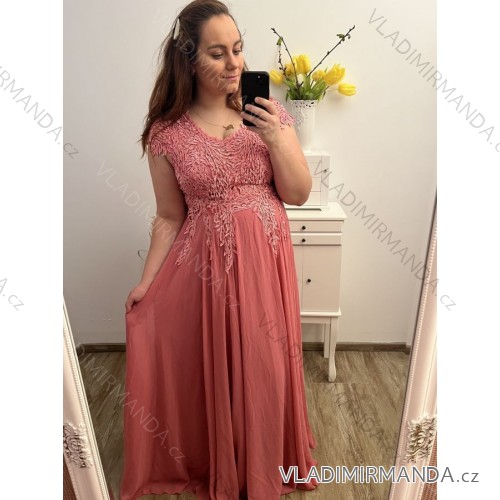 Ballkleid lang, elegant, Party, kurzärmelig, Damen, Übergröße (XL/2XL Einheitsgröße) ITALIAN FASHION IMM2368815PL/DU XL/2XL rosa