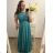šaty plesové dlouhé elegantní společenské krátký rukáv šifonové dámské (L/XL ONE SIZE) ITALSKÁ MÓDA IMM22PL80658 XL/2XL türkis