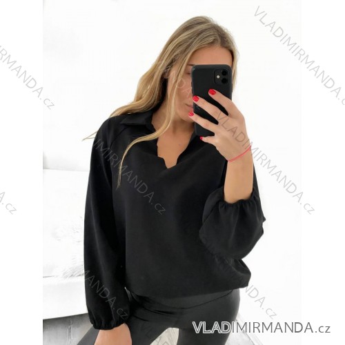 Elegantes Hemd Langarm Damen Kleid (S / M ONE SIZE) ITALIAN FASHION IMWY21734 S/M schwarz