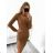 Geripptes Langarmkleid für Damen (S/M EINHEITSGRÖSSE) ITALIAN FASHION IMWB23011