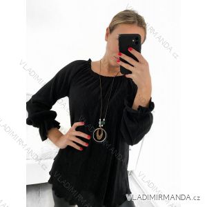 Tunika/Bluse mit Anhänger, lange Ärmel, Damen, Übergröße (L/XL, Einheitsgröße), ITALIAN FASHION IM423022/DU