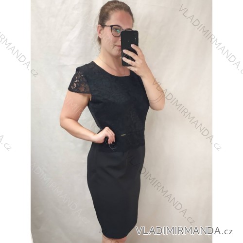Kurzarmkleid für Damen in Übergröße (L-3XL) POLISH FASHION PMF20013 schwarz 44