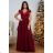 Kleid Elegant Party Kurzarm Damen Übergröße (36-42) POLISH FASHION PMLBF23ID3544 Burgund 36