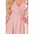 393-2 ROSALIA Feminines Kleid mit Umschlagausschnitt und Schleifchen - Puderrosa