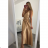 Langes Sommerkleid aus Satin mit Trägern Damen mit Gürtel (UNI S / M) ITALIAN FASHION IMM22INFINITE -   grüne Erbse -   S / M