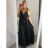 Langes Sommerkleid aus Satin mit Trägern Damen mit Gürtel (UNI S / M) ITALIAN FASHION IMM22INFINITE -   grüne Erbse -   S / M