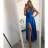 Langes Sommerkleid aus Satin mit Trägern Damen mit Gürtel (UNI S / M) ITALIAN FASHION IMM22INFINITE -   grüne Erbse -   S / M