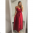 Langes Sommerkleid aus Satin mit Trägern Damen mit Gürtel (UNI S / M) ITALIAN FASHION IMM22INFINITE -   grüne Erbse -   S / M