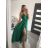 Langes Sommerkleid aus Satin mit Trägern Damen mit Gürtel (UNI S / M) ITALIAN FASHION IMM22INFINITE -   grüne Erbse -   S / M