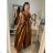 Langes Sommerkleid aus Satin mit Trägern Damen mit Gürtel (UNI S / M) ITALIAN FASHION IMM22INFINITE -   grüne Erbse -   S / M