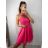 Šaty elegantní krátké bez rukávu společenské dámské (S/M ONE SIZE) ITALSKÁ MÓDA IMM22Q52233 S/M rot