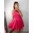 Šaty elegantní krátké bez rukávu společenské dámské (S/M ONE SIZE) ITALSKÁ MÓDA IMM22Q52233 S/M rot