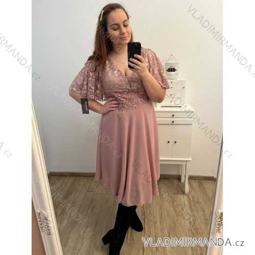 Langes Strickkleid mit Rollkragen und kurzen Ärmeln für Damen (Einheitsgröße S/M) ITALIAN FASHION IMM22FD51751