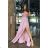 Langes, elegantes Partykleid für Damen mit Trägern (34-40) POLISH FASHION PMLBC23267-20 rosa 40