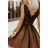 Damen Plus Size (42-46) langes elegantes ärmelloses Partykleid POLISH FASHION PMLBC23265-10 braun 34