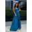 Damen Plus Size (42-46) langes elegantes ärmelloses Partykleid POLISH FASHION PMLBC23265-10 blau 36